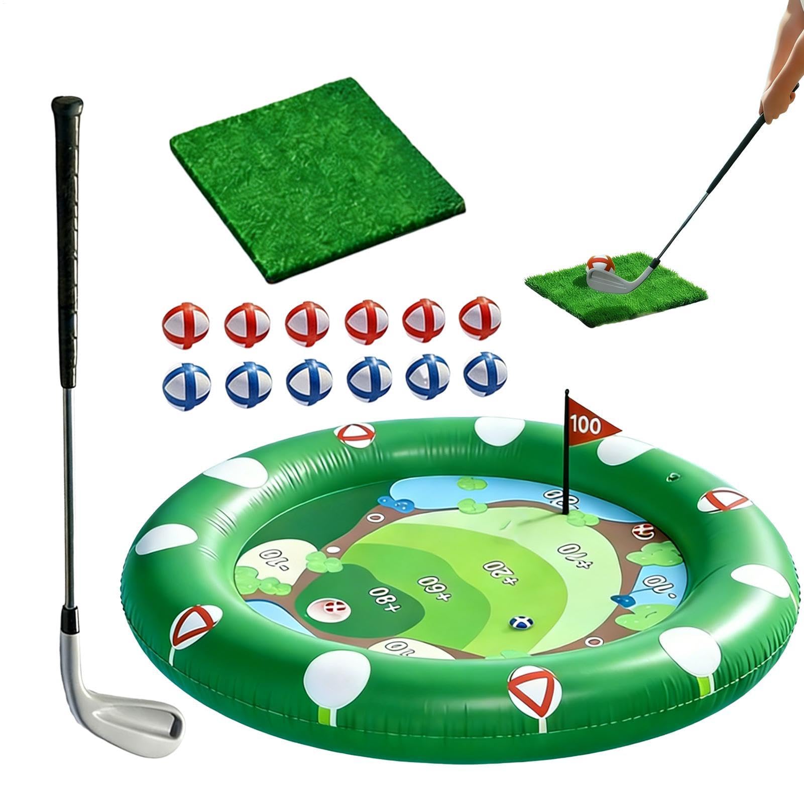 Wodesitiy Golf Pool Game | Inflatable Backyard Party Toys - Floating Water Chipping Green with Sticky Ball | for Birthday Party Backyard Summer Camp Vacation Water Park Boys Girls Kids Ages 3-12