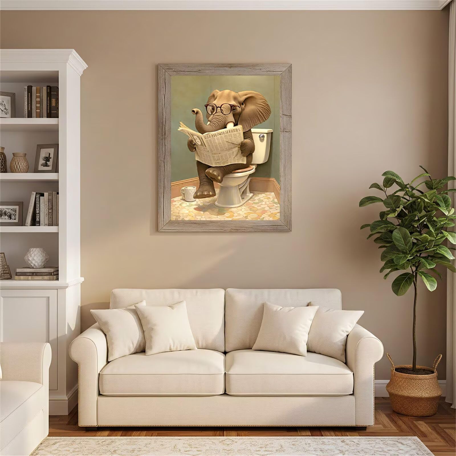 Malen nach Zahlen Badezimmer, Elefant Malen nach Zahlen Erwachsene Set, DIY Paint By Numbers 70x100 cm Hochwertige Leinwand (Gerollt, Ohne Falten) - Entspannung & Kreativität - Geschenk W-O640
