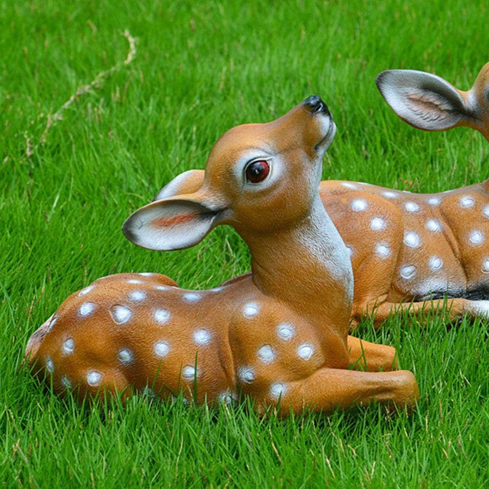 2Pcs Deer Statues Outdoor, Art Craft Ornaments Durable Garden Sculpture Deer Statue, for Garden Patio