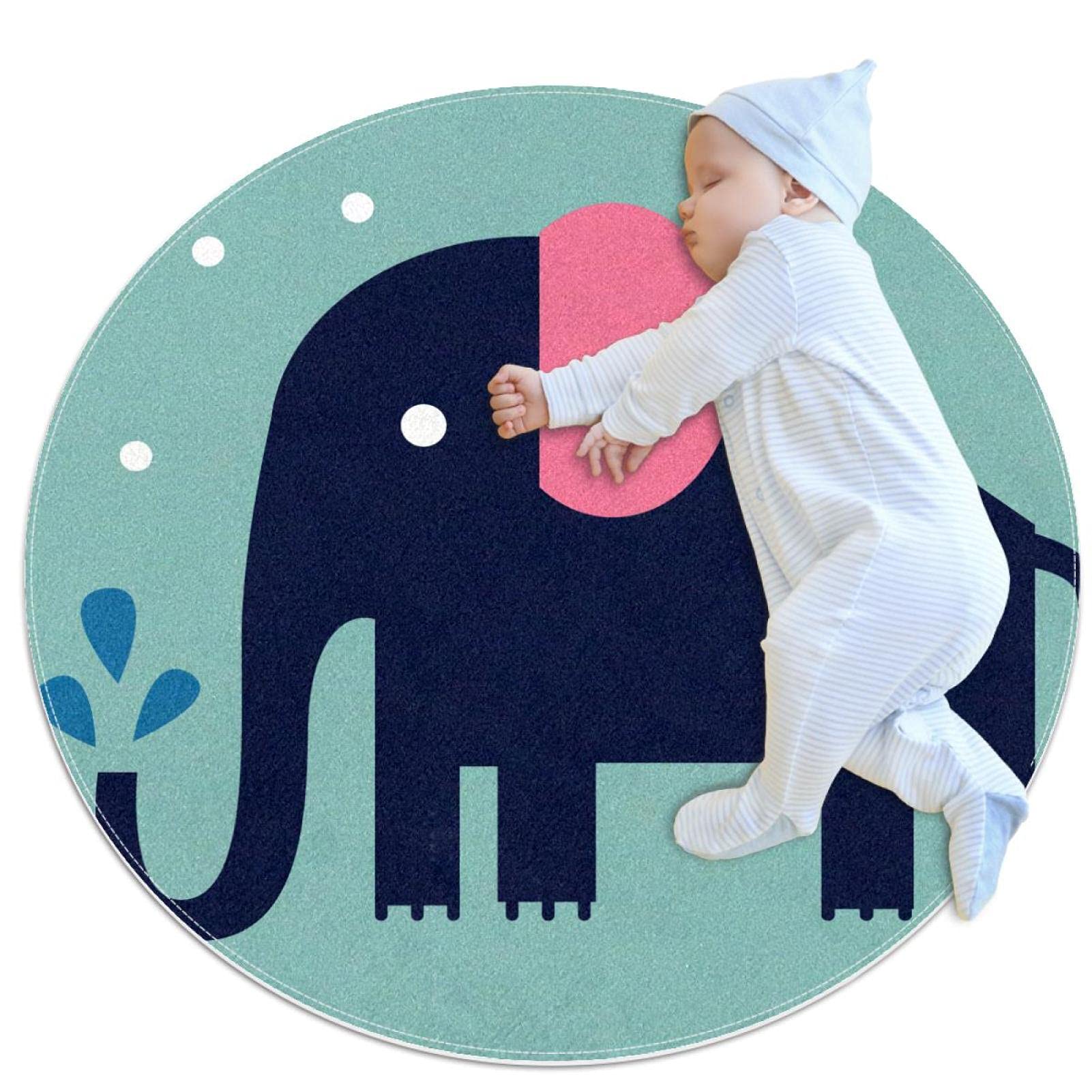 Tapis éléphant doux et rond de 100cm pour envelopper de tendresse les nuits de bébé