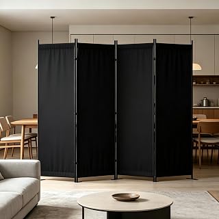 Phonjoroo black four-panel folding room divider