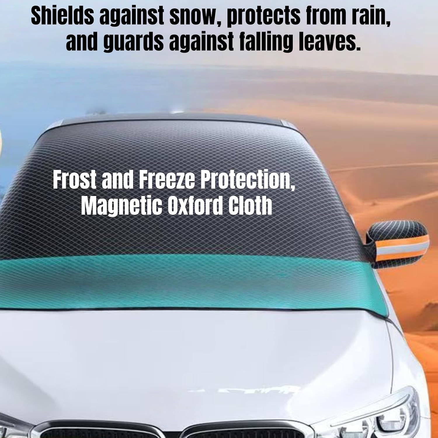 Upgraded Magnetic Car Windshield Snow Cover,Sunshade,Windshield Frost Protector Cover for All Seasons and Most Cars,103"x46"