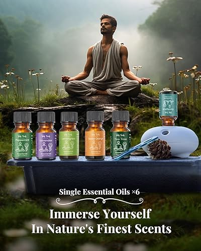 Miniatura 2 de VTS - Difusor sin agua con 6 aceites esenciales superiores, lavanda, menta, eucalipto, árbol de té, naranja dulce, aceites de aromaterapia de