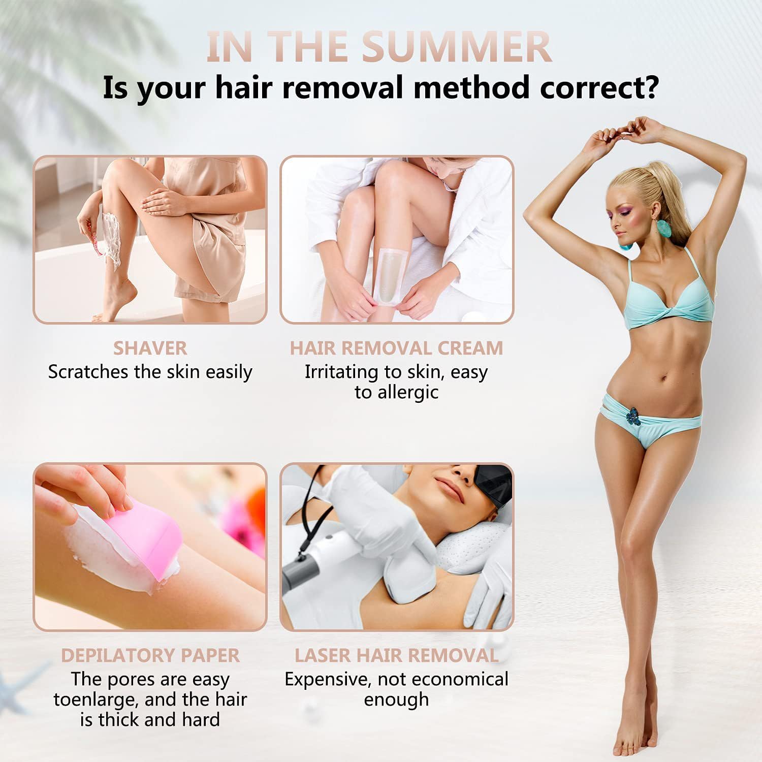 4 in 1 Electric Razor for Women's Bikini Trimmer, Women's Cordless Portable Painless Shaver, for Face Legs Brows Nose Detachable Head USB Rechargeable Hair Trimmer, for Beauty and Personal Care 2