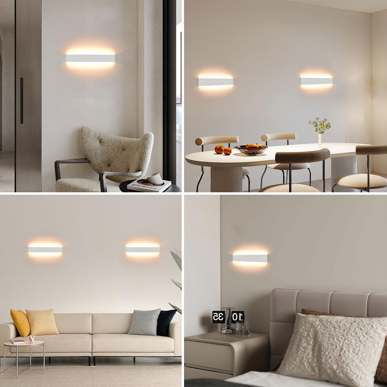 Lightess 24W Applique da Parete Interno Lampada 61cm Bianco Caldo