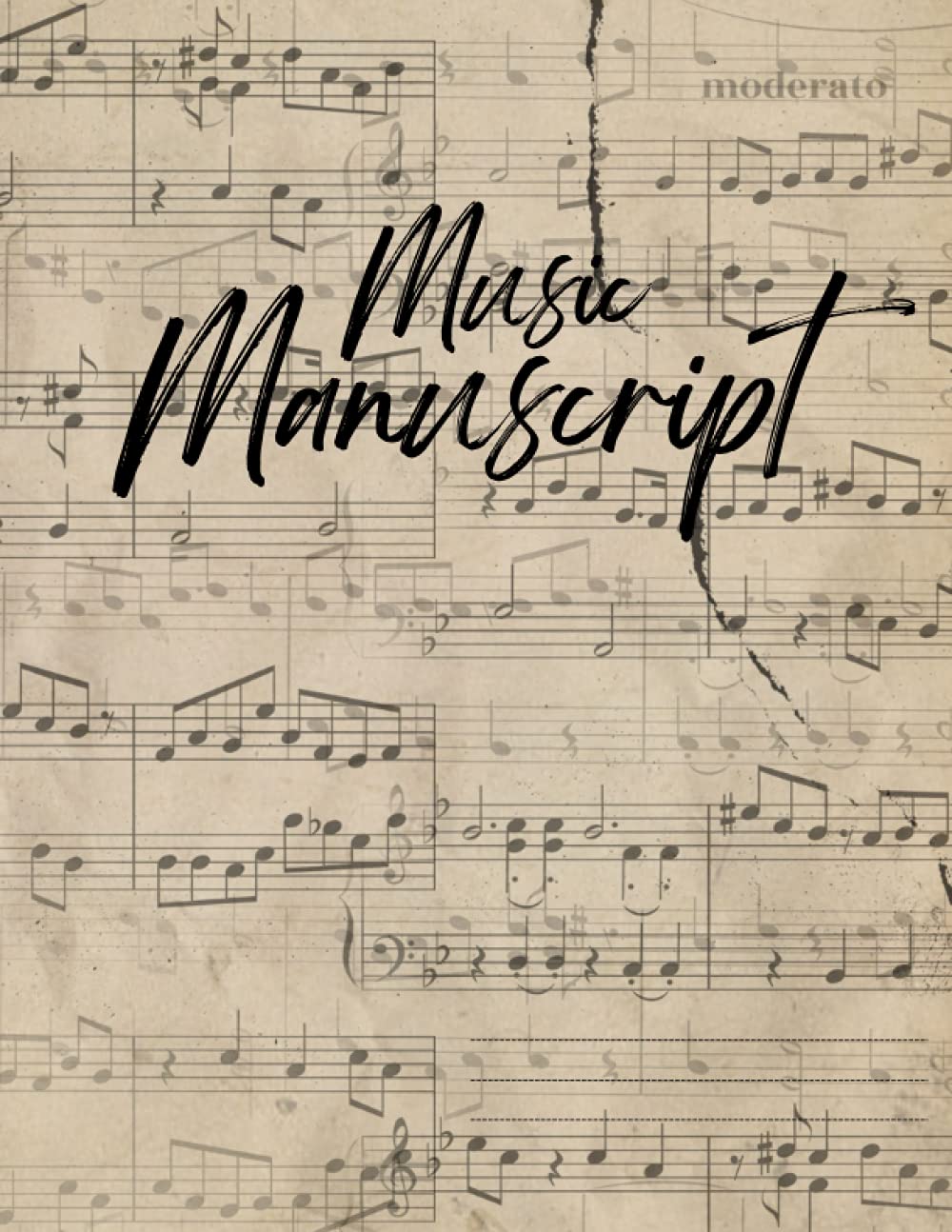 Music Manuscript: Vintage Score Designer Blank Sheet Music Book Notebook Journal - 12 Staves on 120 Pages - Perfect Gift for Musicians and Songwriters