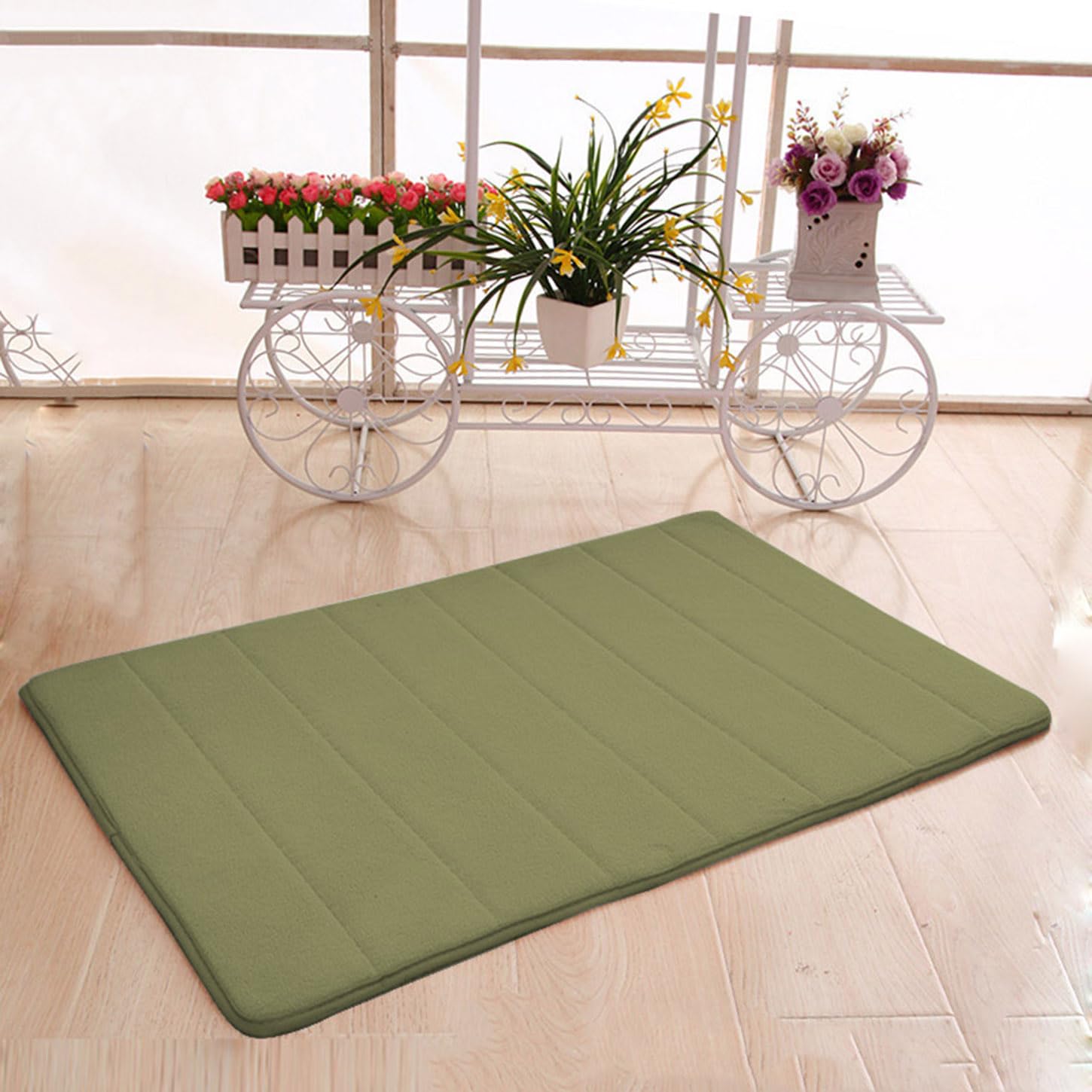 Tappeto da bagno morbido in memory foam, extra morbido, antiscivolo, assorbente, ad asciugatura rapida, per bagno, cucina, casa (100 x 200 cm, verde scuro)