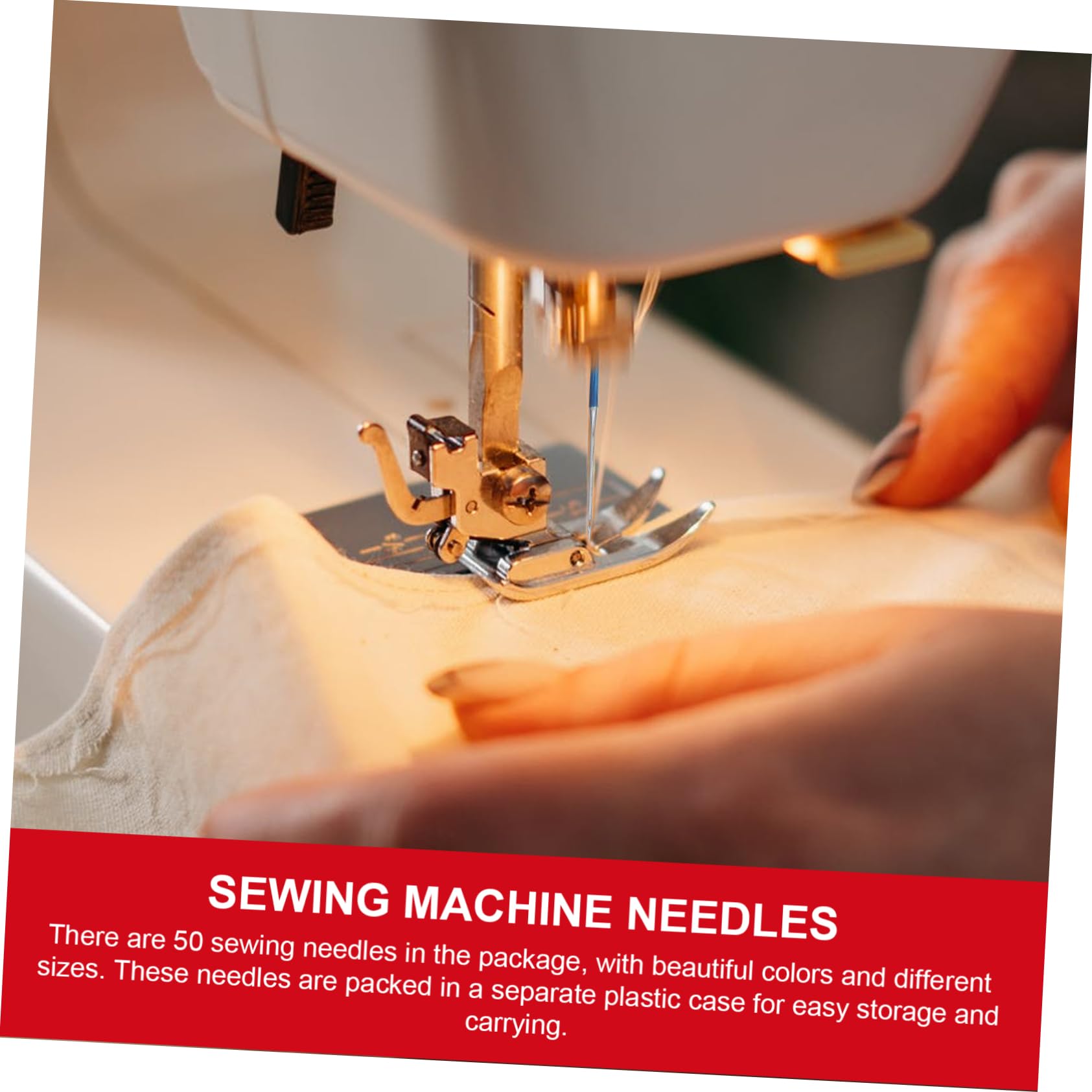 SHINEOFI 50 Agujas Metálicas para Máquina de Coser, Multiusos y Ligeras, Ideales para Telas Elásticas y Costura Doméstica en Prendas como Abrigos y Camisas