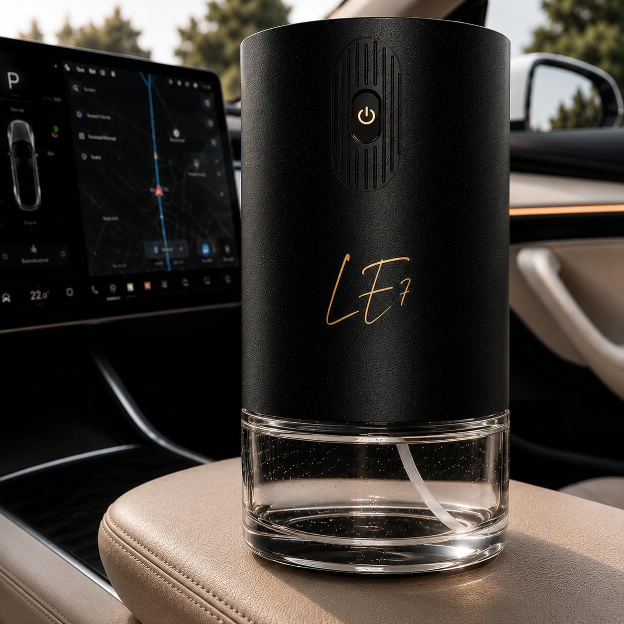 Diffuser, Lime Essence Duft 50ml, Elektrischer Auto Lufterfrischer mit Akku, Intelligenter KI-CHIP, Timer & LED Licht, Autoparfum & Raumduft für Auto, Büro & Zuhause (Schwarz) (Lime Essence)