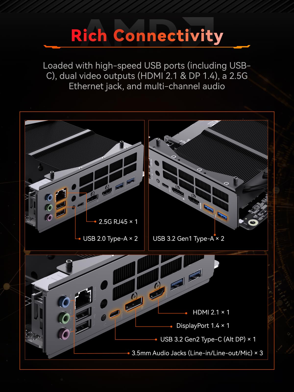 Miniforum BD895i SE - Placa Base para Ordenador AMD Ryzen 9 8945HX (16C/32T), sin RAM/SSD/Sistema Operativo, 2 Ranuras DDR5 SODIMM, 2 Discos SSD PCIe 4.0, Ranura M.2 2230 Key E, HDMI+DP+USB-C Triple