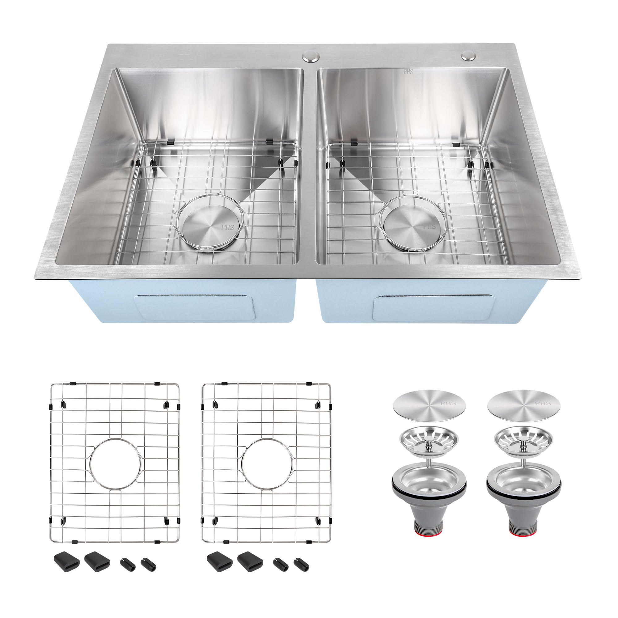 Photo 1 of PHS 33" Double Bowl Drop-In Kitchen Sink