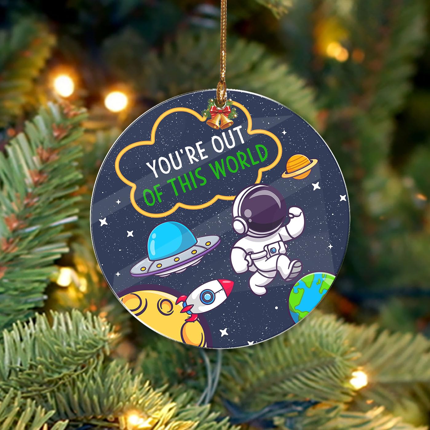 Planète et fusée décoration de Noël pour sapin thématique univers