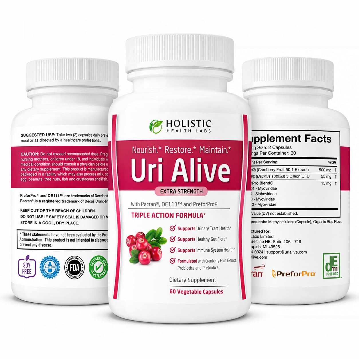 Uri Alive Extra Strength Urinary Support Supplement for Urinary Tract, Bladder, Gut Flora, and Immune System Health (60 Count (Pack of 1)) — Amazon image 8