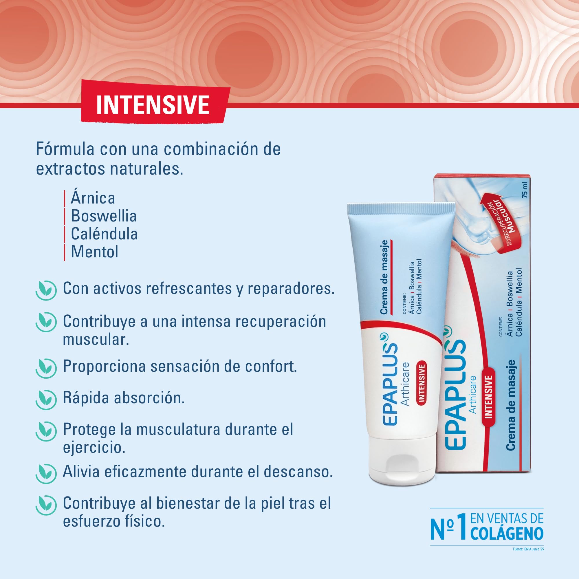 EPAPLUS Arthicare Intensive Sportowy krem do masażu, 75 ml, z kolagenem, glukozaminą, arniką, Boswellią, przyczynia się do intensywnej regeneracji mięśni i zapewnia uczucie komfortu