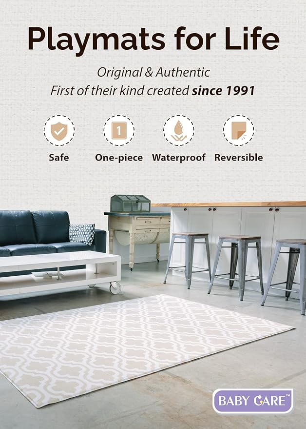 Baby Care Play Mat Grande Marroquí Beige 82x55 Pulgadas Alfombra Bebé miniatura 2