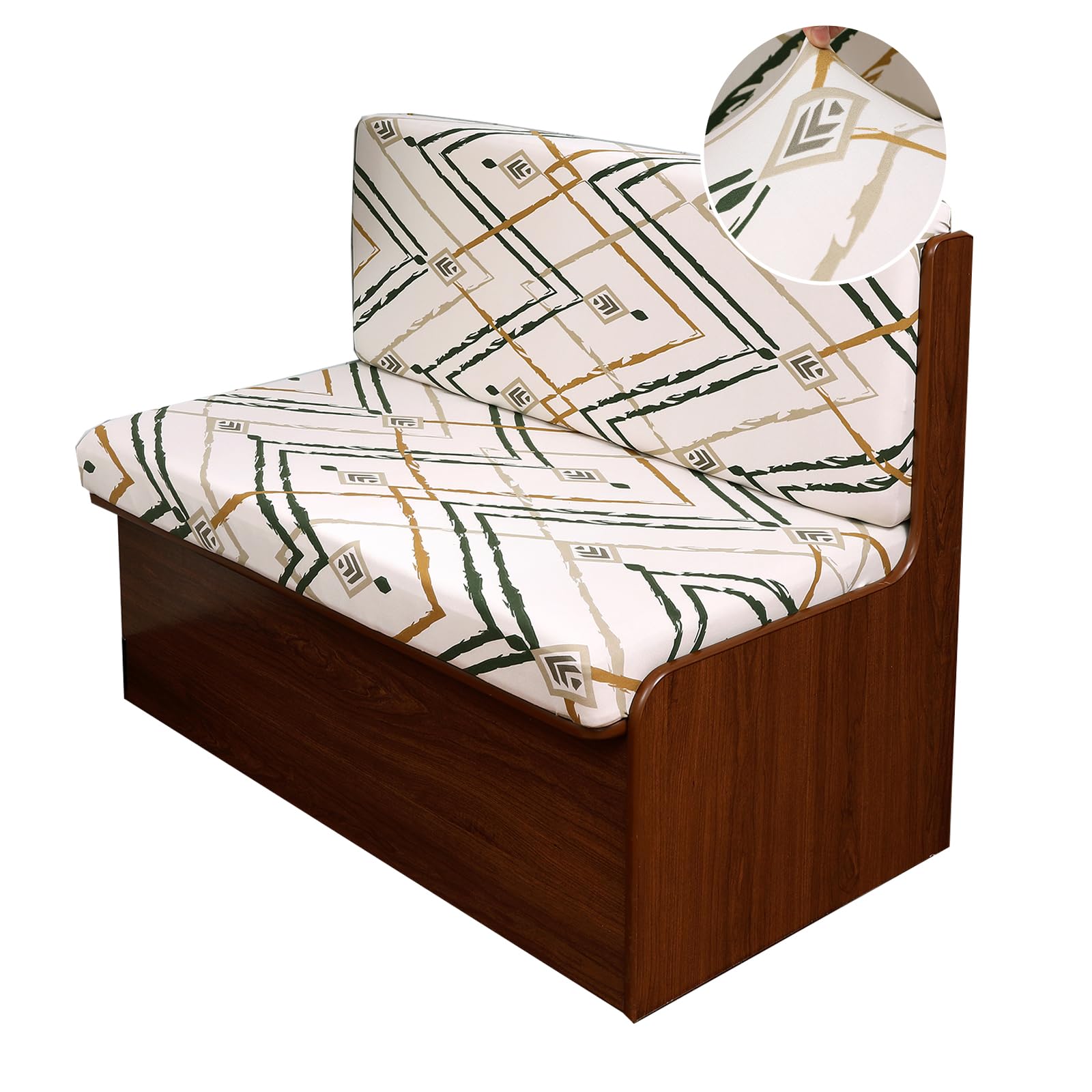 CRFATOP RV Dinette Cushion Covers Printed Elastic Camper Cushion Slipcover Stretchable Loveseat Sofa Chair Cover Furniture Protector for RV Camper Car