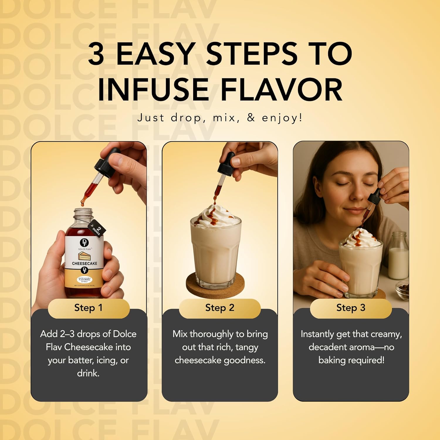 Dolce Flav Cheesecake Extract – 2 Ounce Water-Soluble Kosher, Sugar-Free, Concentrated Creamy Flavor for Desserts, Frostings & Pastries, Includes Measured Dropper, Pack of 2