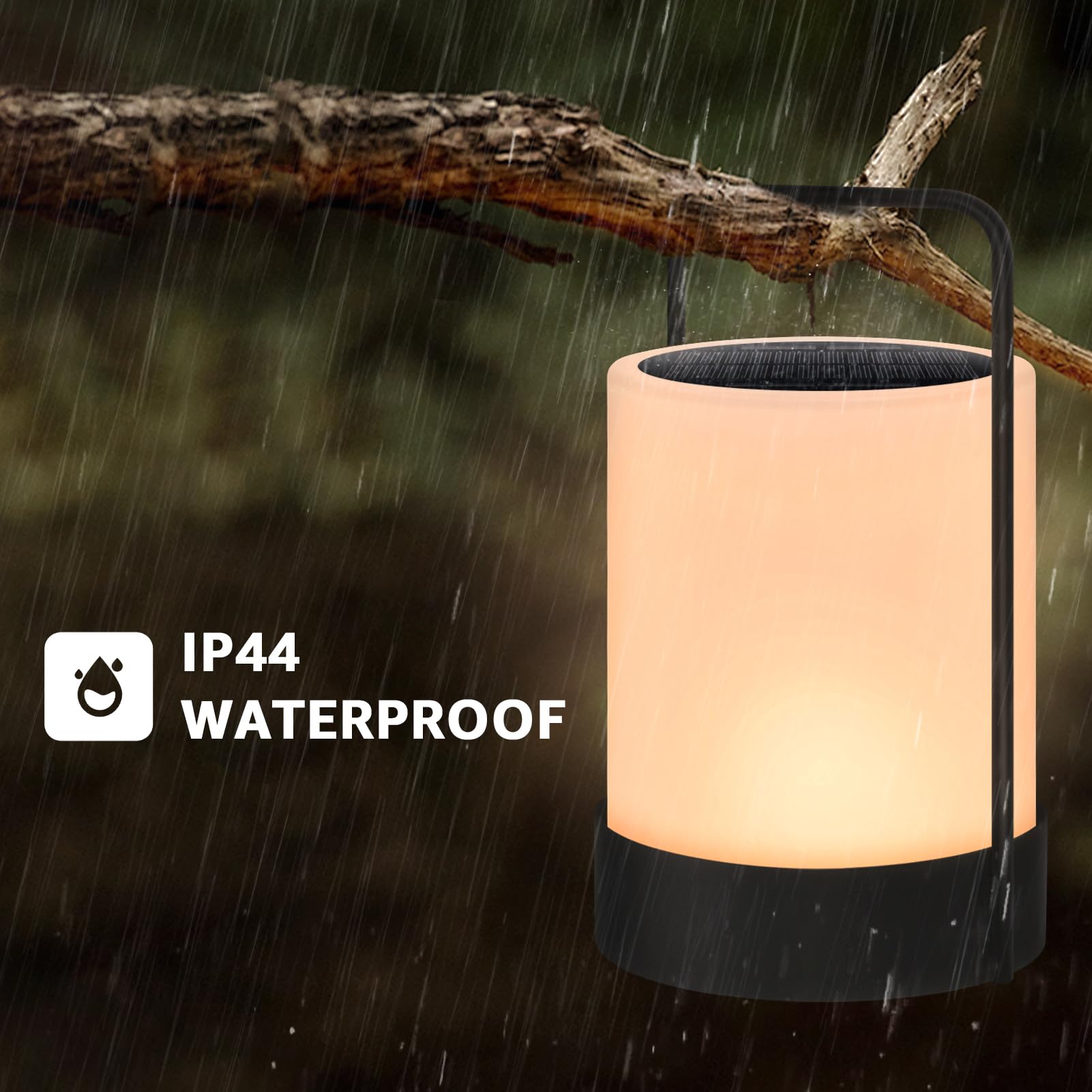 Solarlampen für außen Solar Akku Outdoor Lampe, IP44 Wasserdicht | 8-10h Akku | 7 RGB + Weiß Metallgerüst Tragbare USB-C für Garten Terrasse BBQ