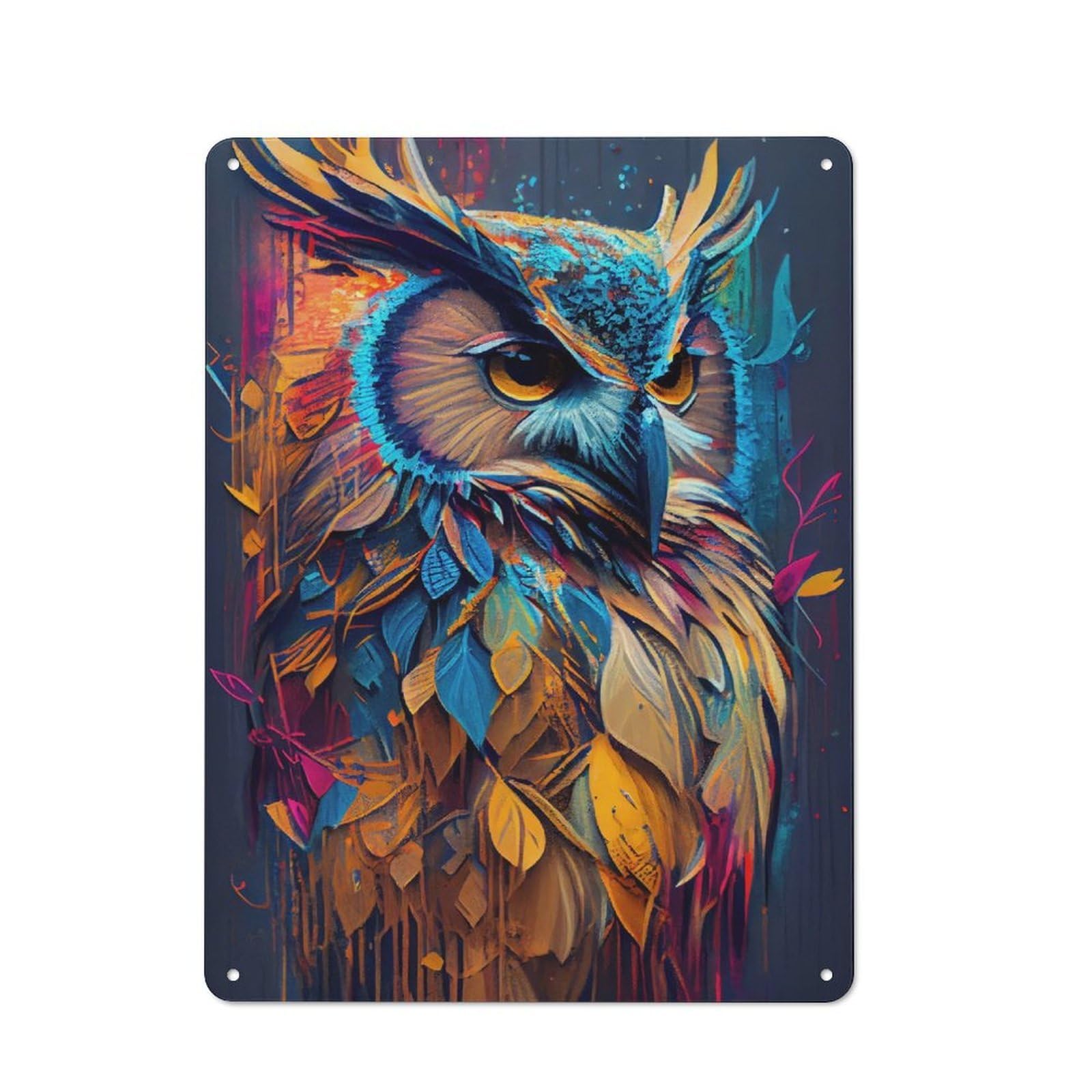 The Wise Owl Tin Wall Sign 40x30cm, Character Room Wall Plaque for Bedroom, Kitchen, Office Or Living Room