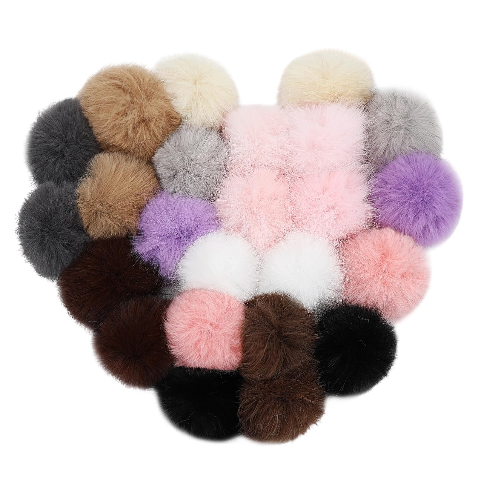 4.5" Fluffy Faux Fur Pom Poms for Hat Knitting &amp; Crochet Accessories, 24Pcs