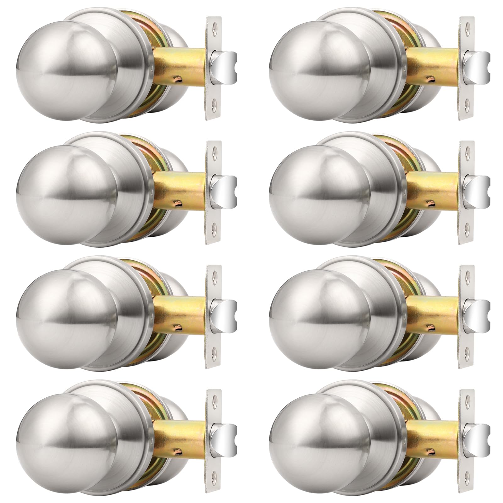 Brushed Nickel Door Knobs - Keyless Passage Locks -32