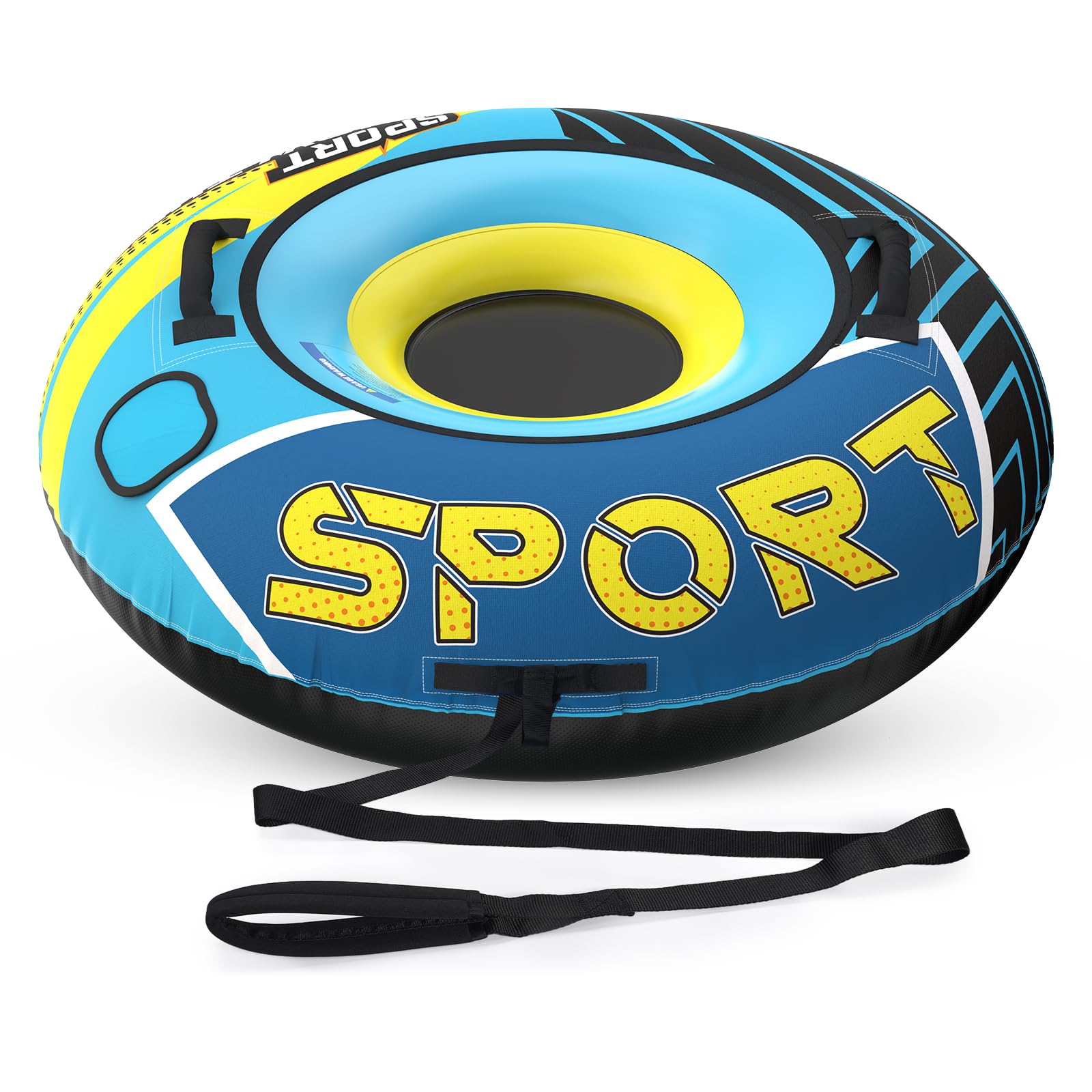 Snow Tubes for Sledding Heavy Duty with Premium Canvas Cover Kids and Adults - Commercial Grade Sled Thickened Bottom, Toboggan Winter Slider Outdoor Fun Toys for 3-5 4-8 Children Boys Girls Gift