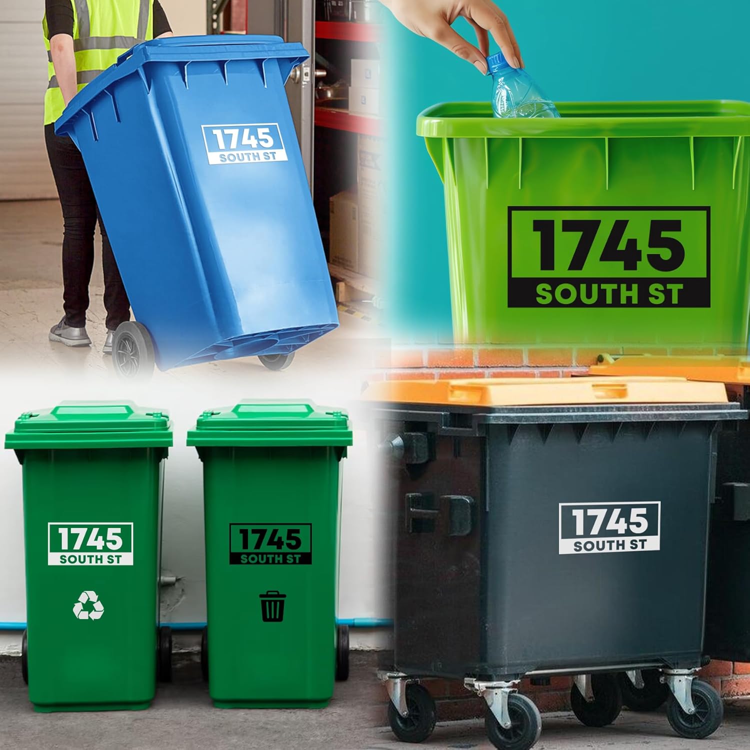 Custom Trash Can Number Decal, Personalized Garbage Bin Decor Address Sticker - GCN05