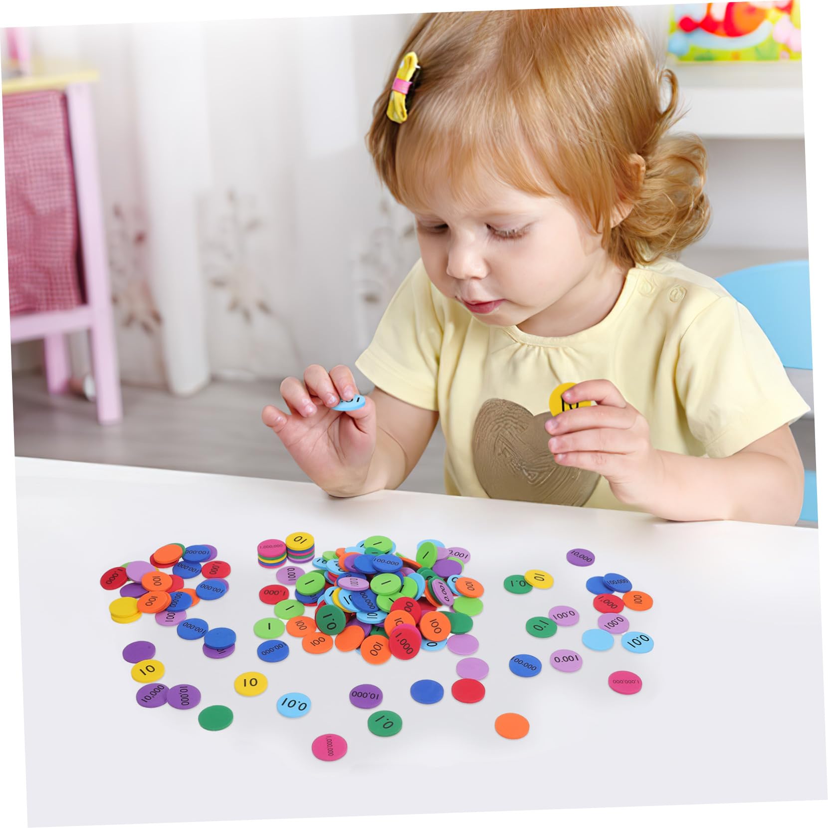 5 Set Dischi Posizionale Colorati in Eva Kit Didattico Per Apprendimento Matematica Educativo Per Dischi Numerici Resistenti E Sicuri 300 Pezzi*5