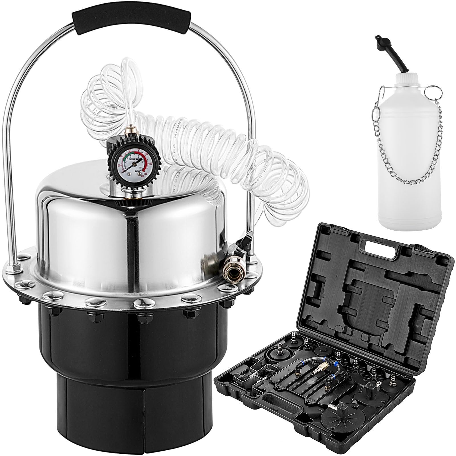 Kit di spurgo freni a pressione pneumatica for auto, strumento for cambio olio liquido freni con serbatoio da 5 litri for spurgo freni e frizione(Noir)