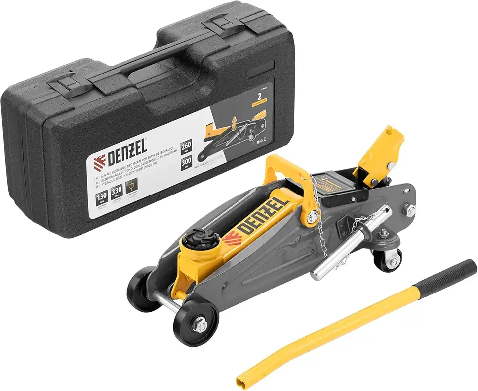 Denzel Macaco Hidráulico Tipo Jacaré, 2 Toneladas, Elevação 130-330mm, Com Trava