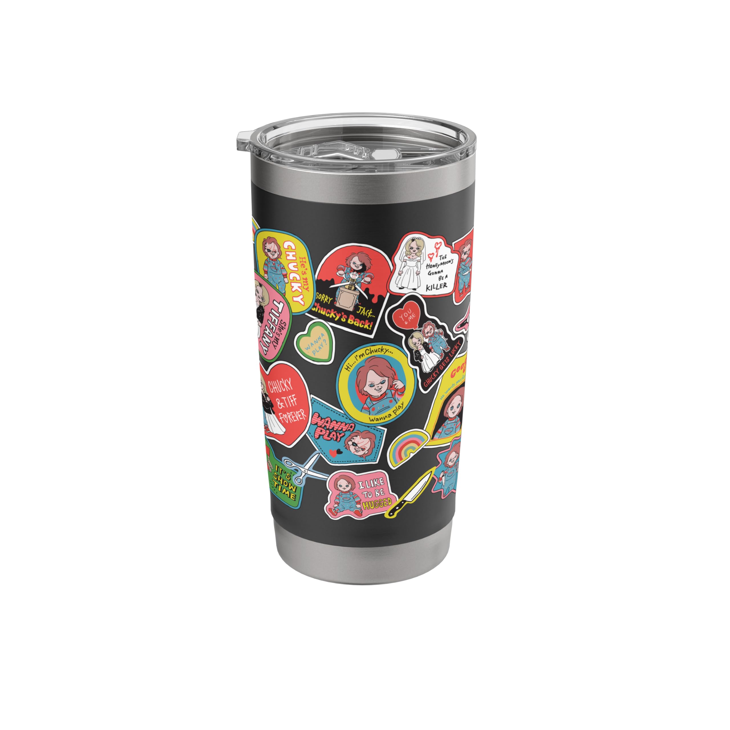 Chucky & Tiffany Black Valentine All-Over Print Stainless Steel Insulated Tumbler