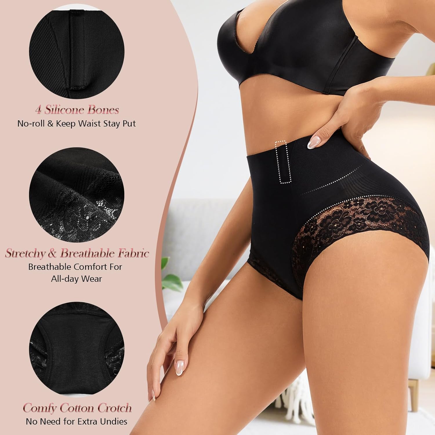 WOWENY Tummy Control Shapewear for Women Seamless Shaping Underwear Body Shaper Panties Lace Compression Briefs Girdle Panty - Image 4