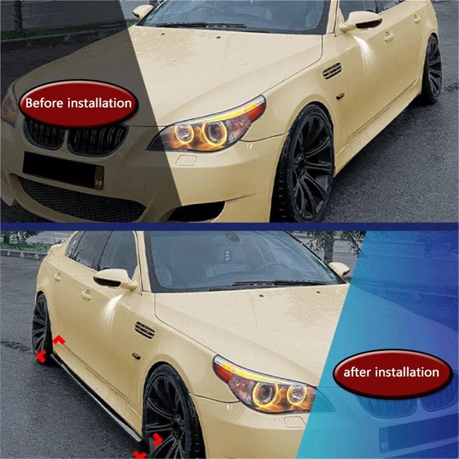 Extension De Jupe Latérale pour BMW Série 5 E60 E61 pour M5 pour Sport 2005-2010 MP Modification du Petit Contour De Bas Caisse(Glossy Black)