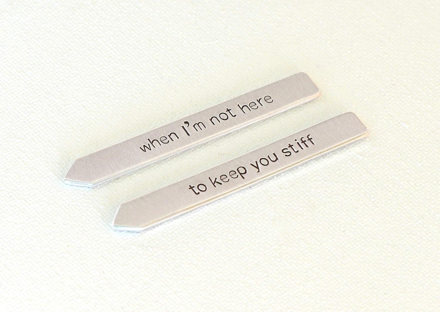 Collar Stays to Keep you Stiff when I’m not Here in 925 Sterling Silver