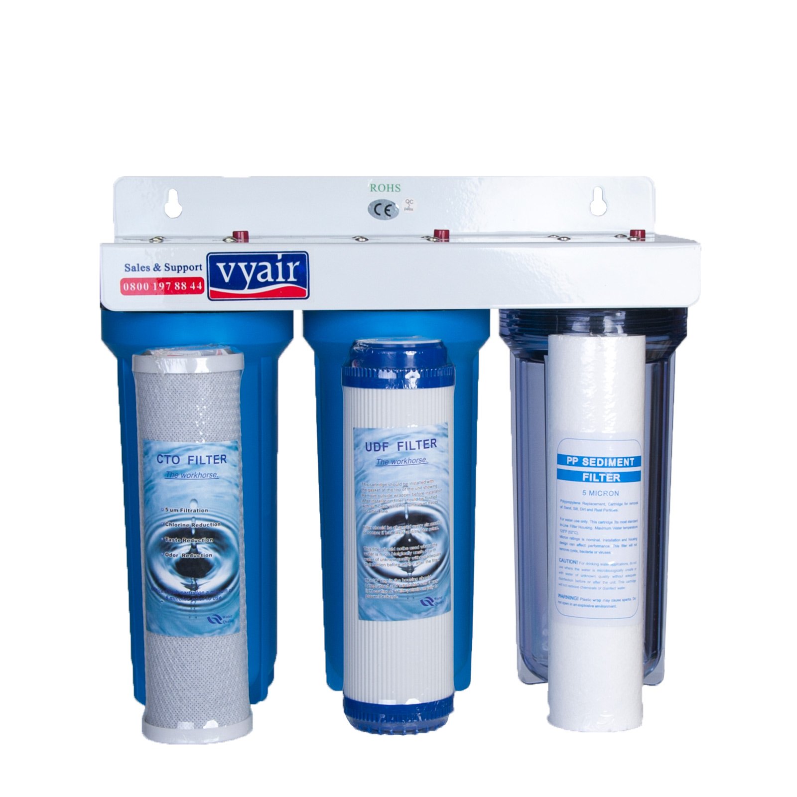 10" Aquafilter Premium RO Replacement Filter Set - 3-Stage Dechlorinator & Purifier