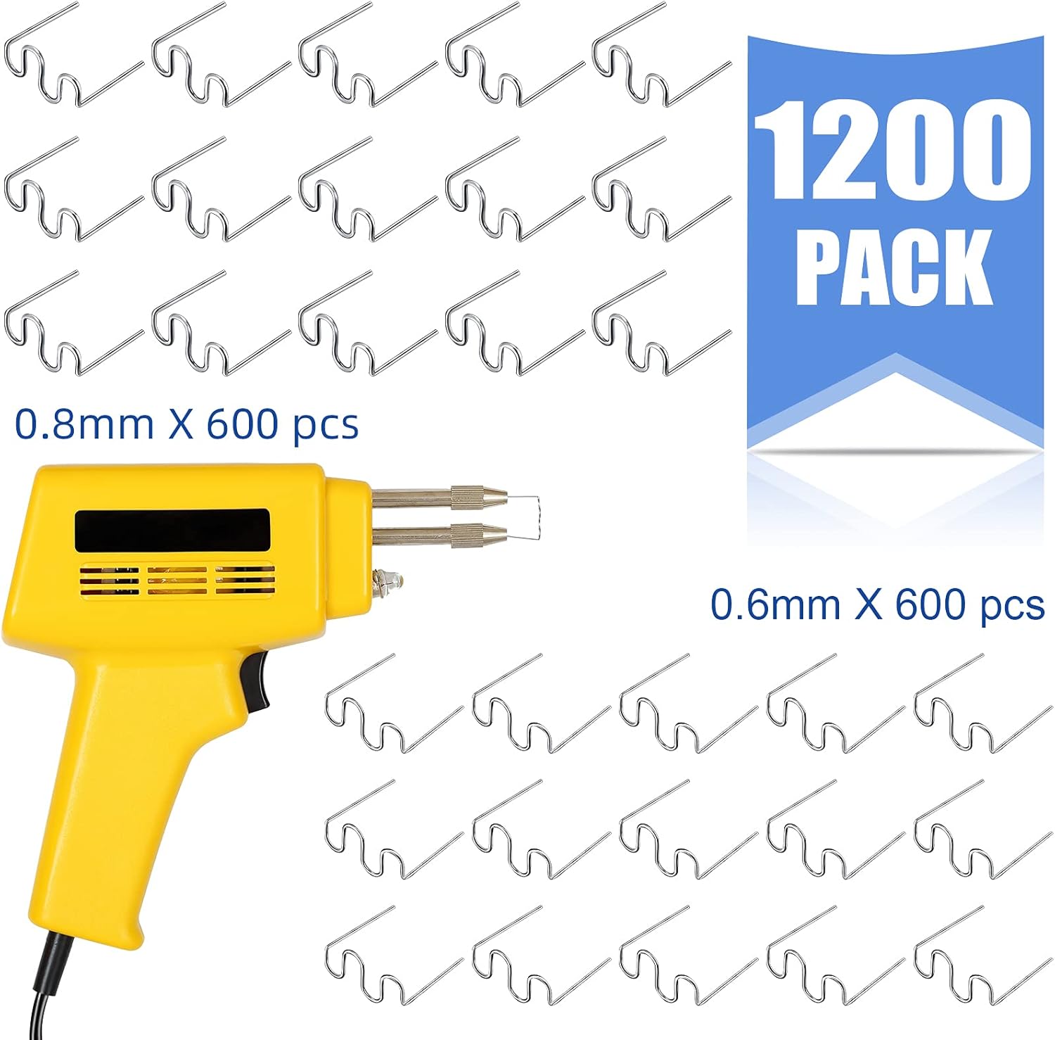 1200 Pieces Welding Rods plastic Hot Stable Repair Welding Wire Hot Staple Repair Machine Welding Hot Staples Car Auto Bumper Repair Wires for Cars Wave Staples 0.8 0.6 mm - - 