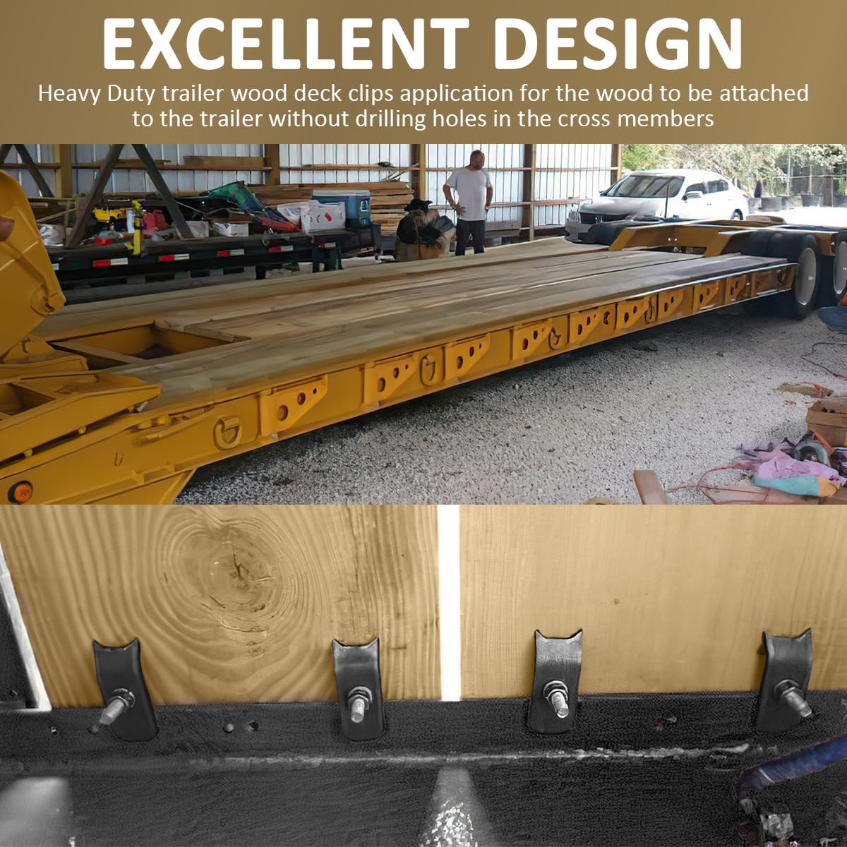 WKZO 24 Pcs Trailer Floor Hold Down Clip Deck Clips for Trailer Heavy Duty 1/4" Plated Steel Decking Fastener Secure Wood for Truck & Boat Wood Deck Flooring Installation