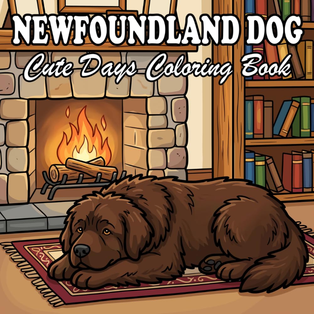 Newfoundland Dog Coloring Book: 65 Cozy and Calming Designs for Adults & Kids