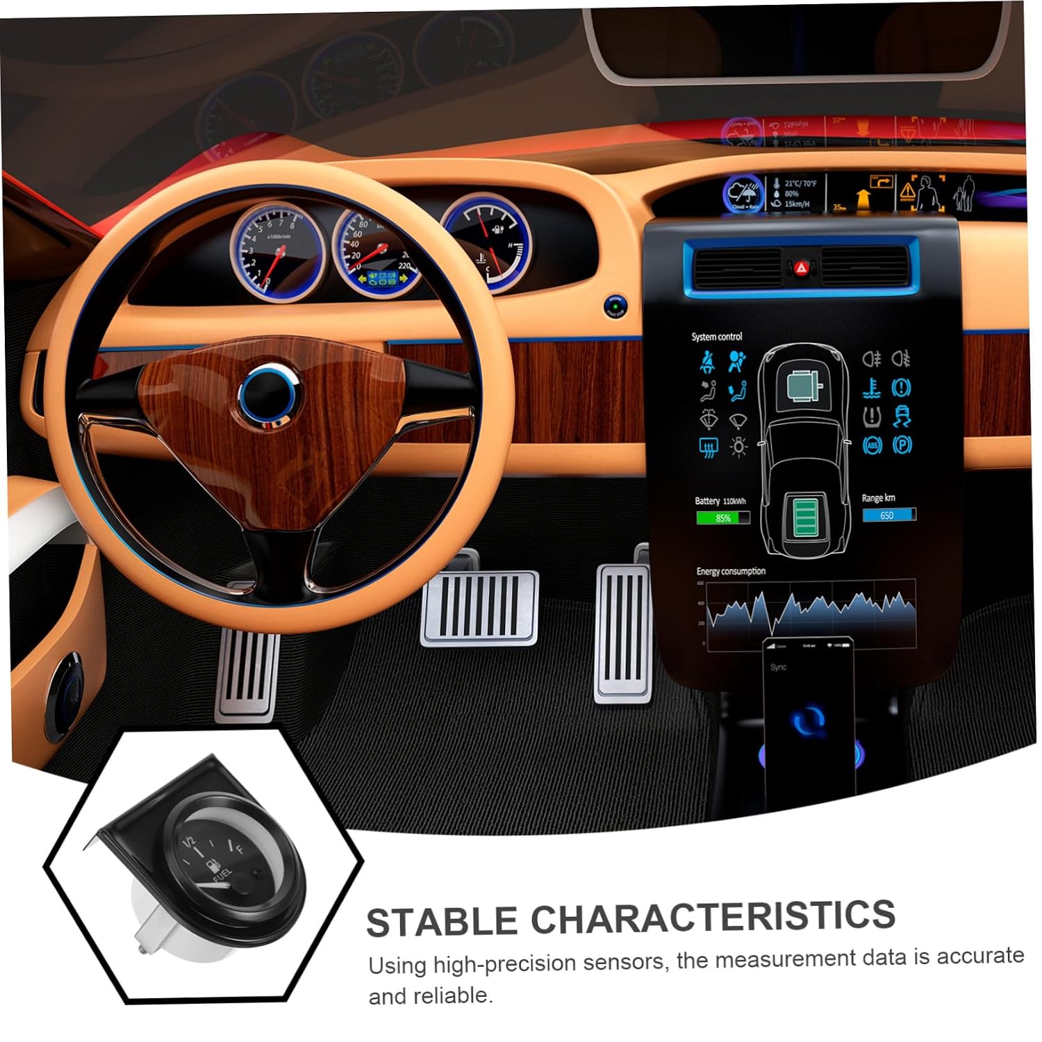 Replacement Fuel Gauge for Cars Trucks and Boats Easy Installation Durable Design High Accuracy Level Indicator for Vehicles