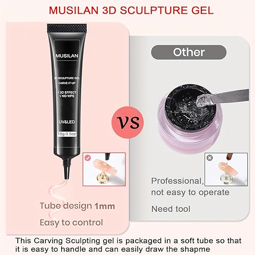 Miniatura 6 de Gel de uñas 3D para esculpir, pegamento para arte de uñas, para diseños de arte de uñas, gel constructor transparente, gel de moldeo para esculpir