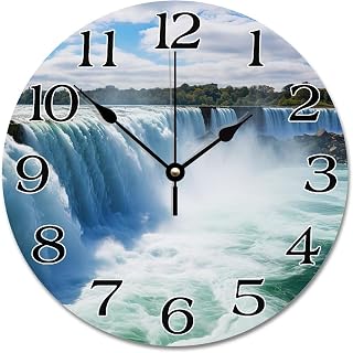 Niagara Falls State Park Farmhouse Wall Clock Niagara Falls State Park Landscape City Souvenir 10 Inch Wooden Wall Clocks Battery Operated Modern Wall Decor Gift for Foreign Friend