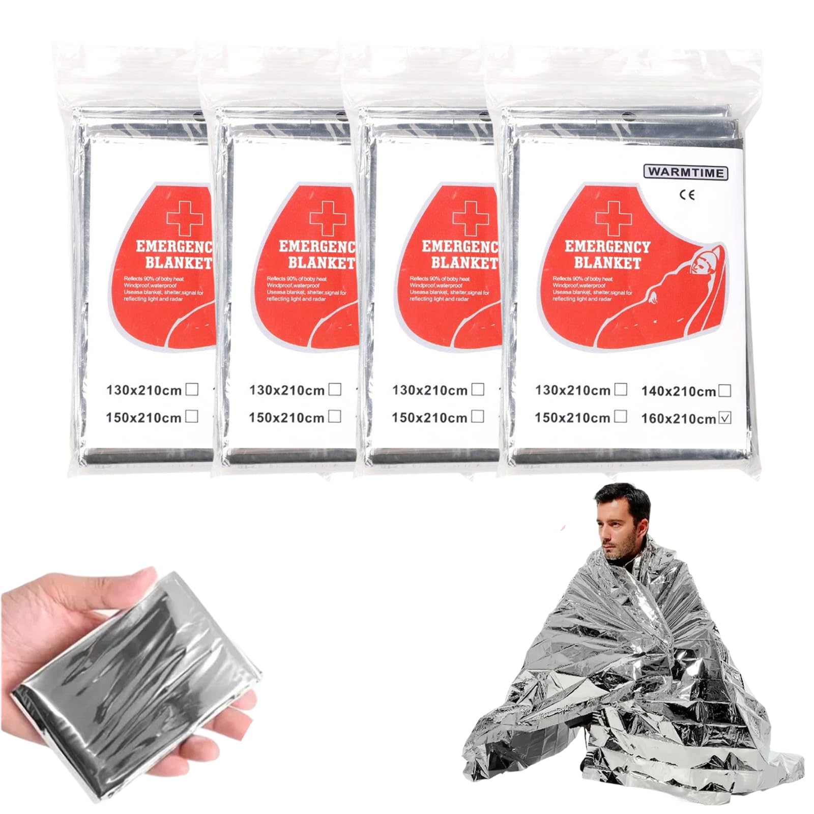 Skyzone Double-Sided Reflective Emergency Blanket 160x210cm - Thermal Insulation for Outdoor Survival Hiking & Marathon Safety (4)