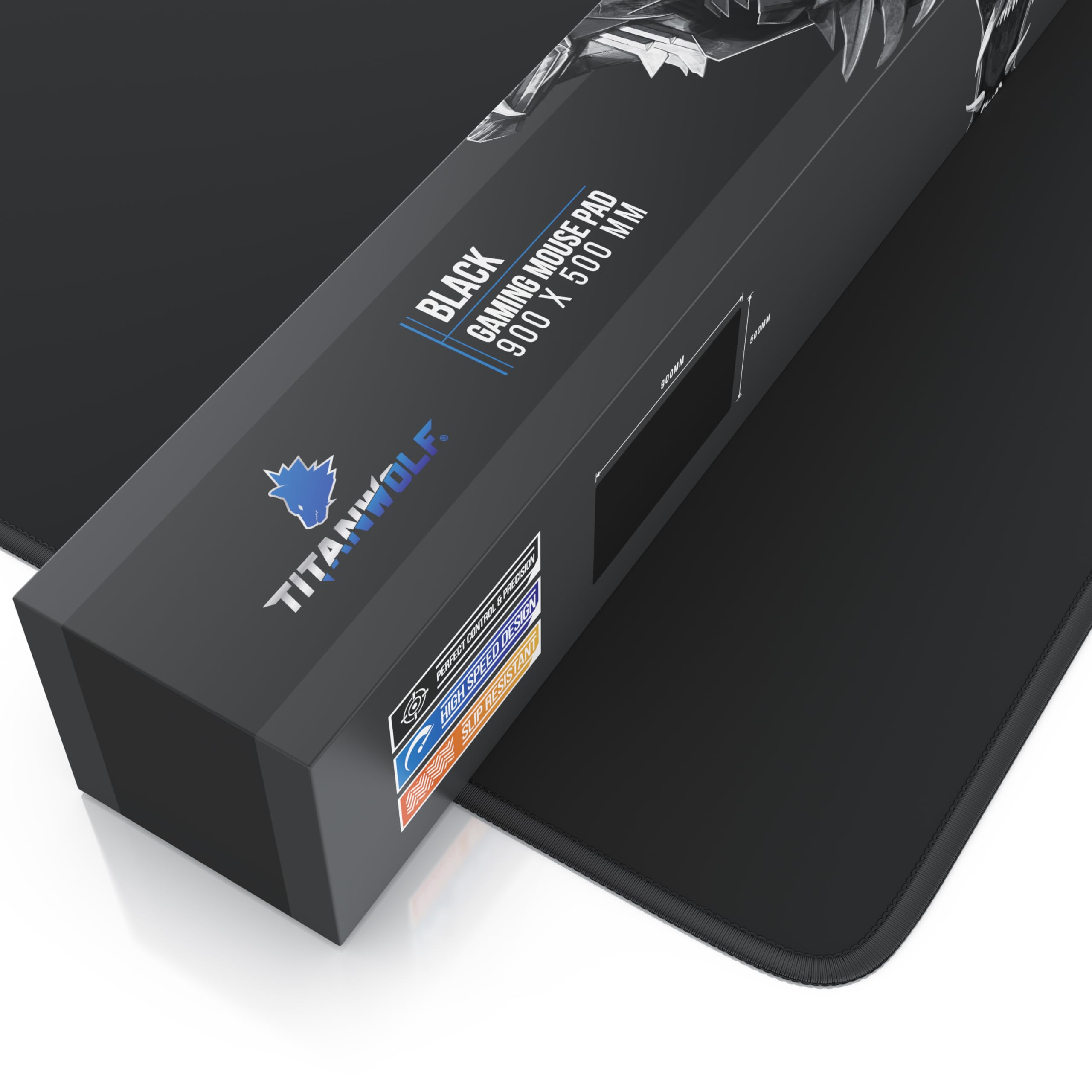 TITANWOLF – Alfombrilla Gaming XXL para ratón 900x500 – Mouse Pad - Precisión y Velocidad - Parte Inferior de Goma para una sujeción Estable - Antideslizante, Resistente al Agua – Motivo Negro