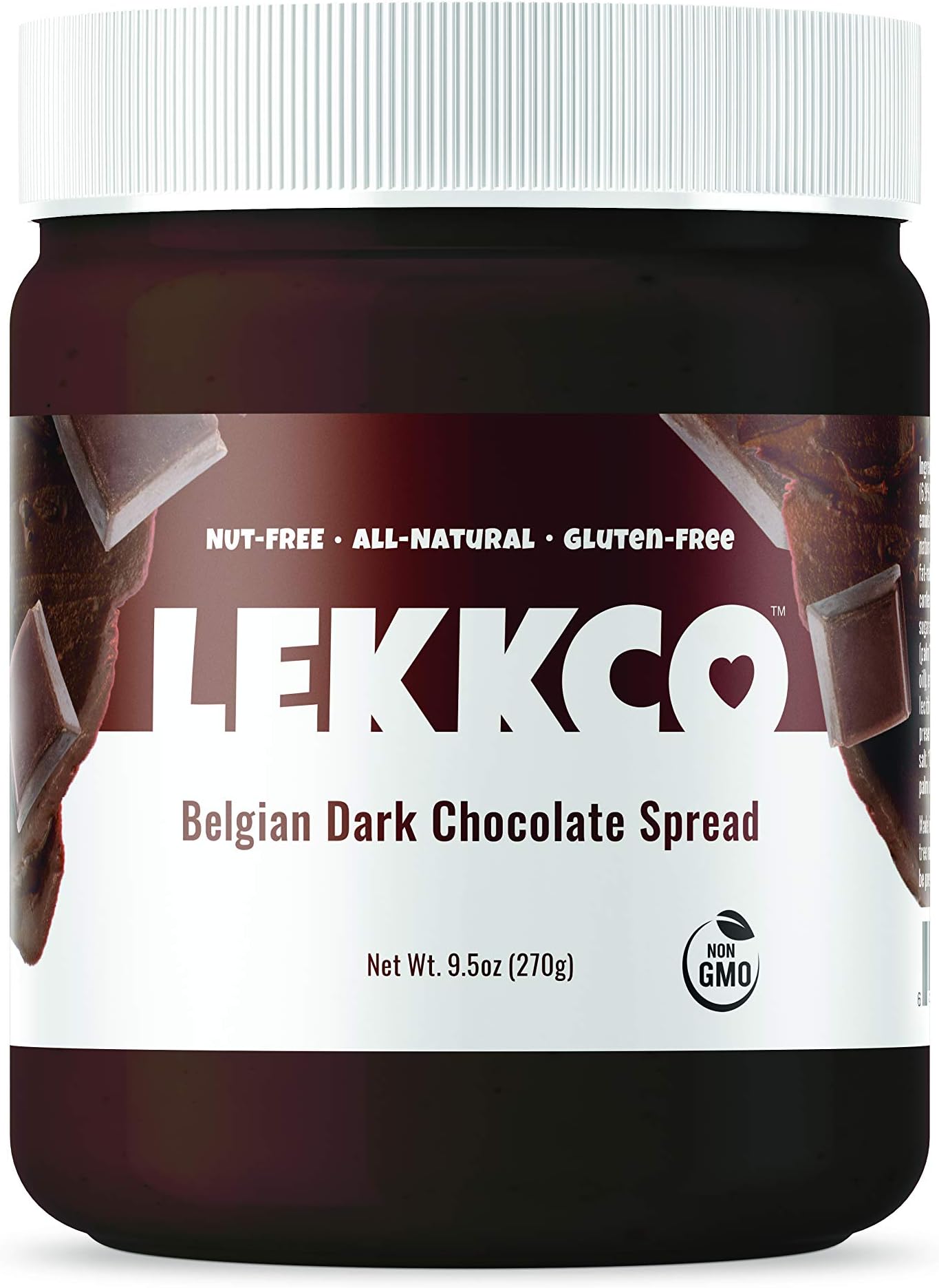 Lekkco Belgian Dark Chocolate Spread, Gluten-Free, Vegan (Original, Single Jar)