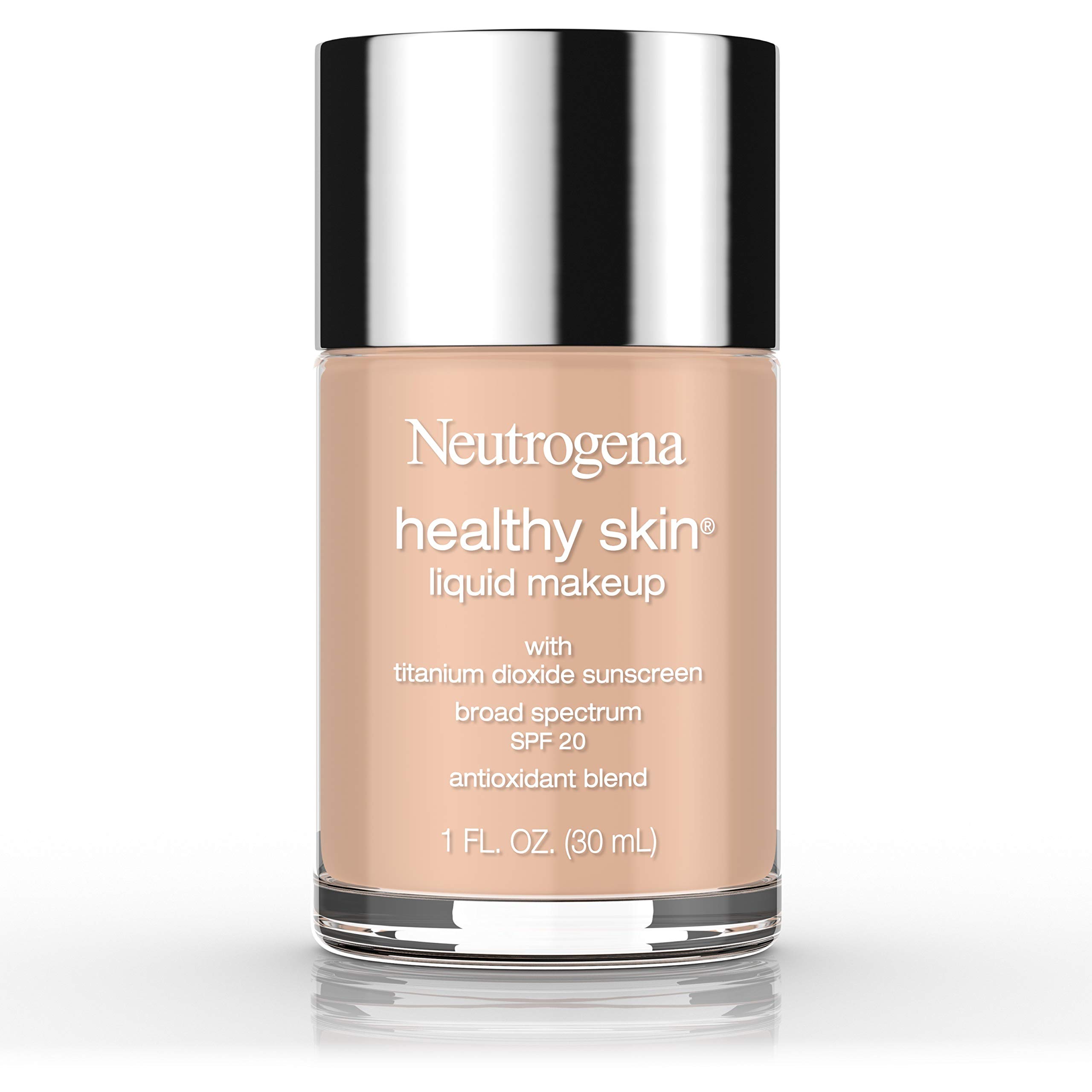Neutrogena Healthy Skin Liquid Makeup Foundation, Broad Spectrum SPF 20 Sunscreen, Lightweight & Flawless Coverage Foundation with Antioxidant Vitamin E & Feverfew, Natural Tan, 1 fl. oz