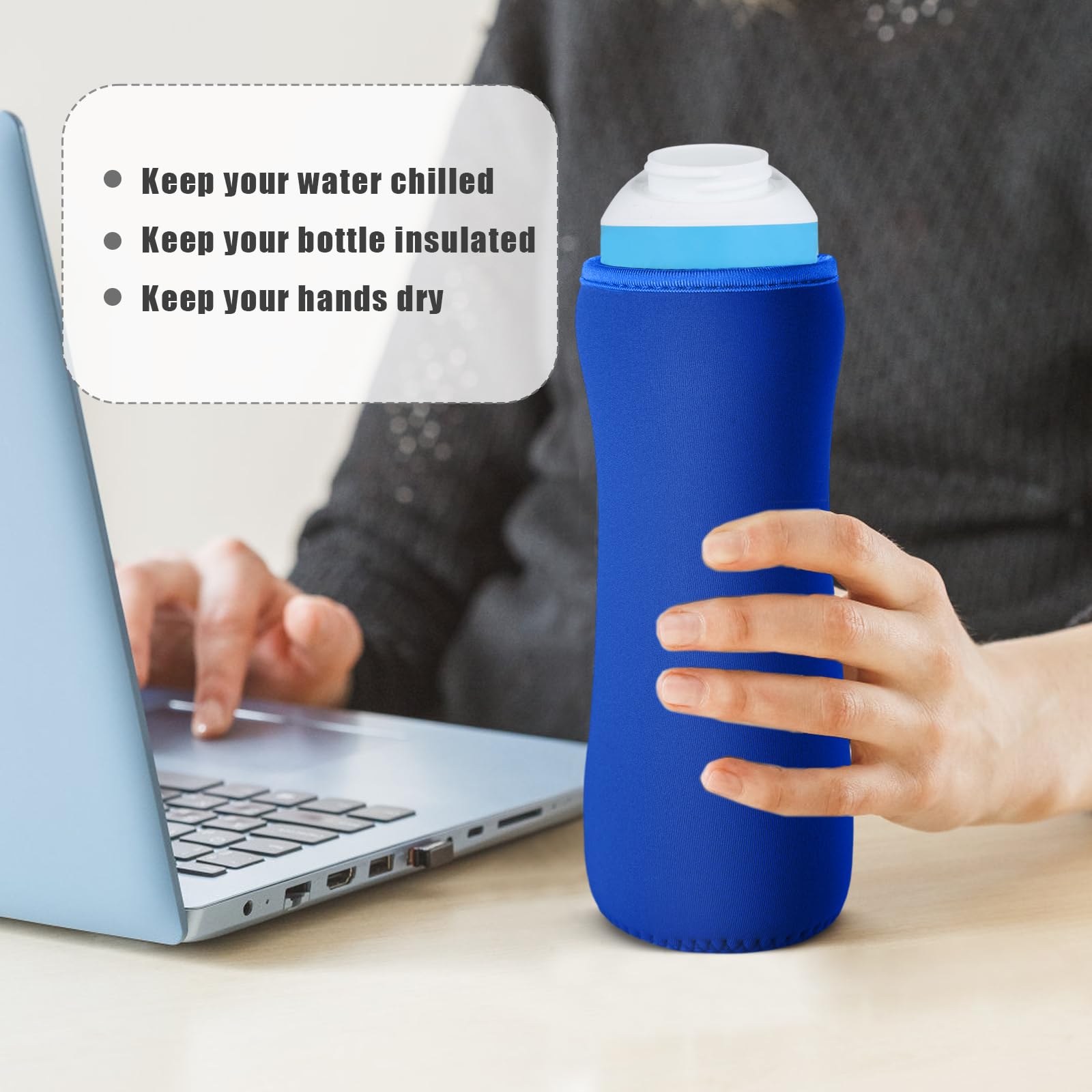 PEUTIER 2pcs 22oz Sleeve for Cirkul Water Bottles Water Bottle Sleeve for Cirkul Plastic & Stainless Steel Bottles Neoprene Insulated Covers for Cirkul Bottles Retaining Temperature (Dark Blue) - Image 4
