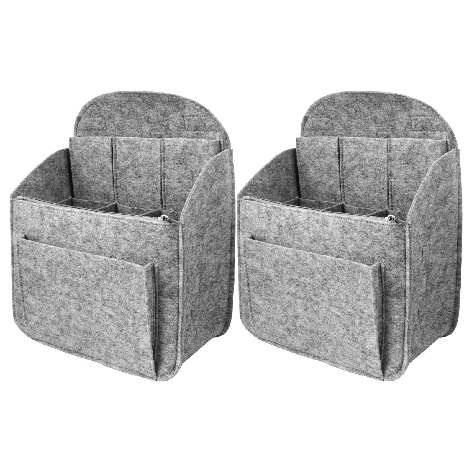 2 Piezas Organizador de Bolso de Fieltro Ligero y Rectangular con Divisores y Bolsillos con Cremallera para Tote y Mochila en Viajes y Desplazamientos Urbanos