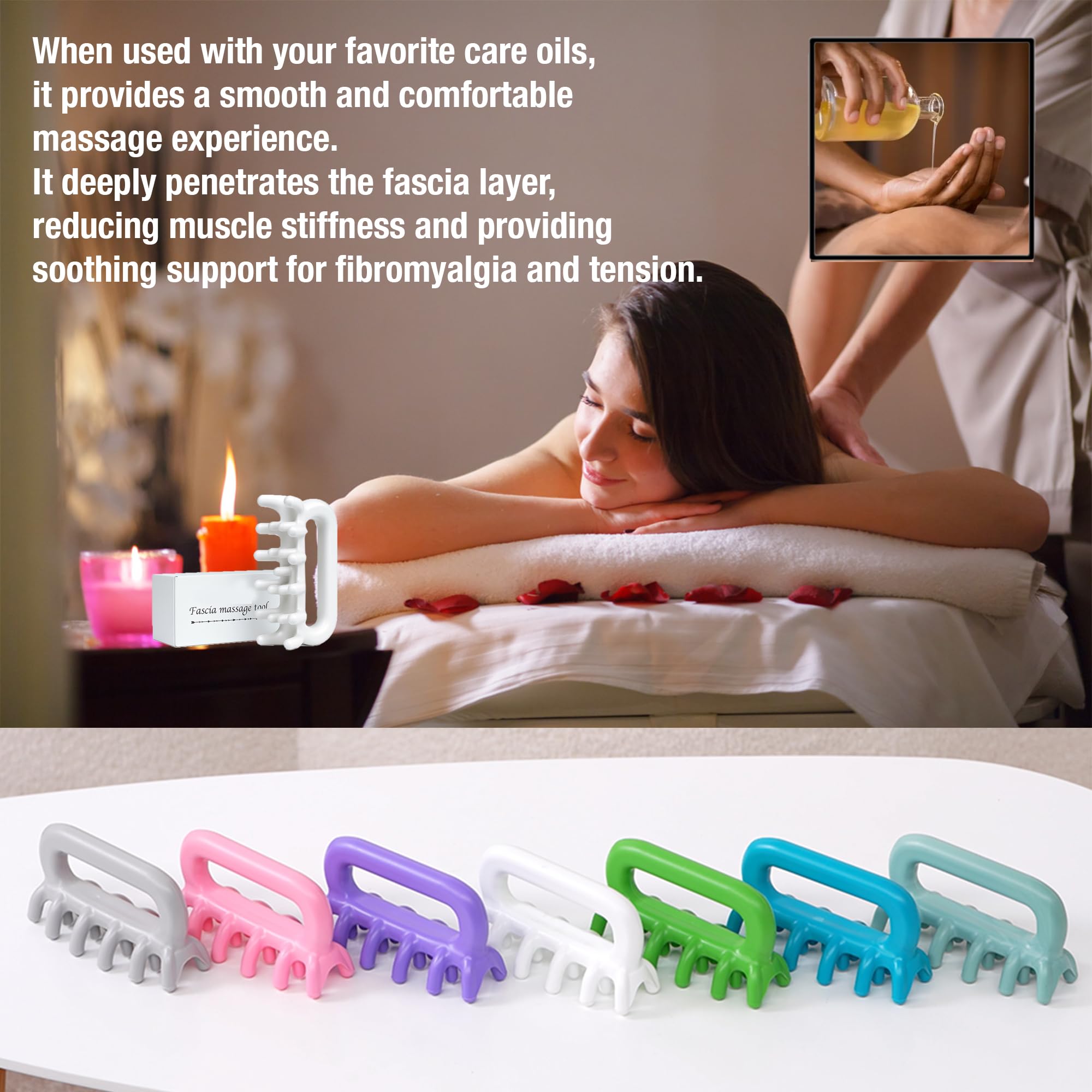 Herramienta de masaje de fascia, herramientas de masaje de punto de activación, antiblaster, herramienta de masaje para celulitis, herramienta de masaje para alcanzar tejido miofascial profundo en