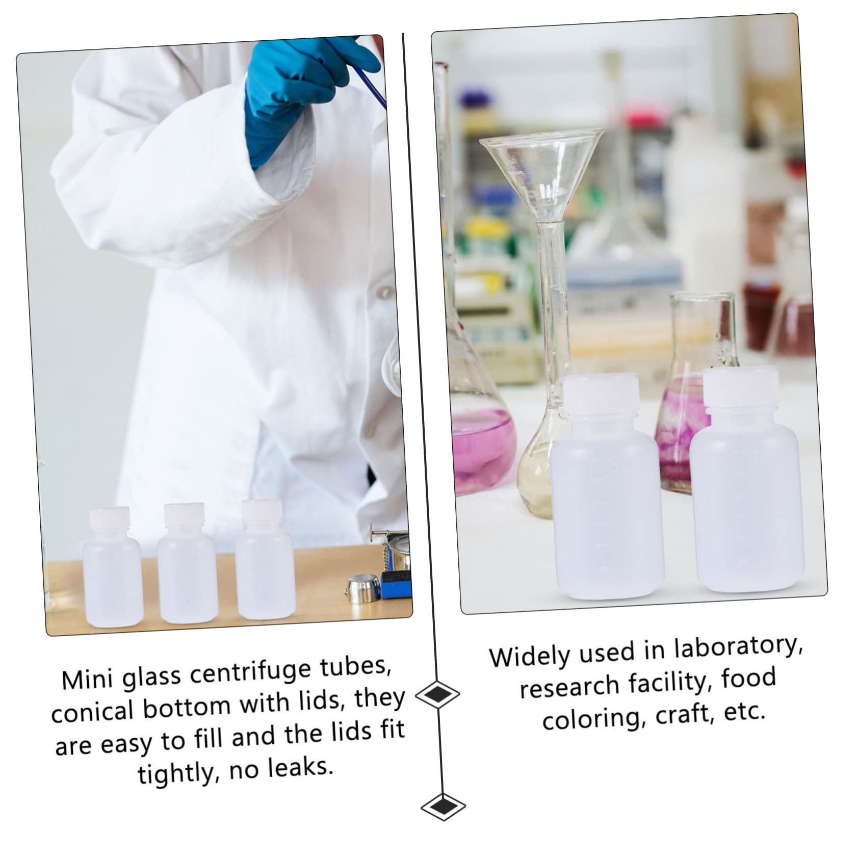 FUNOMOCYA Microcentrifuge Tubes Pcs Glass Test Tubes Sealing Corks Laboratory Sample Bottles