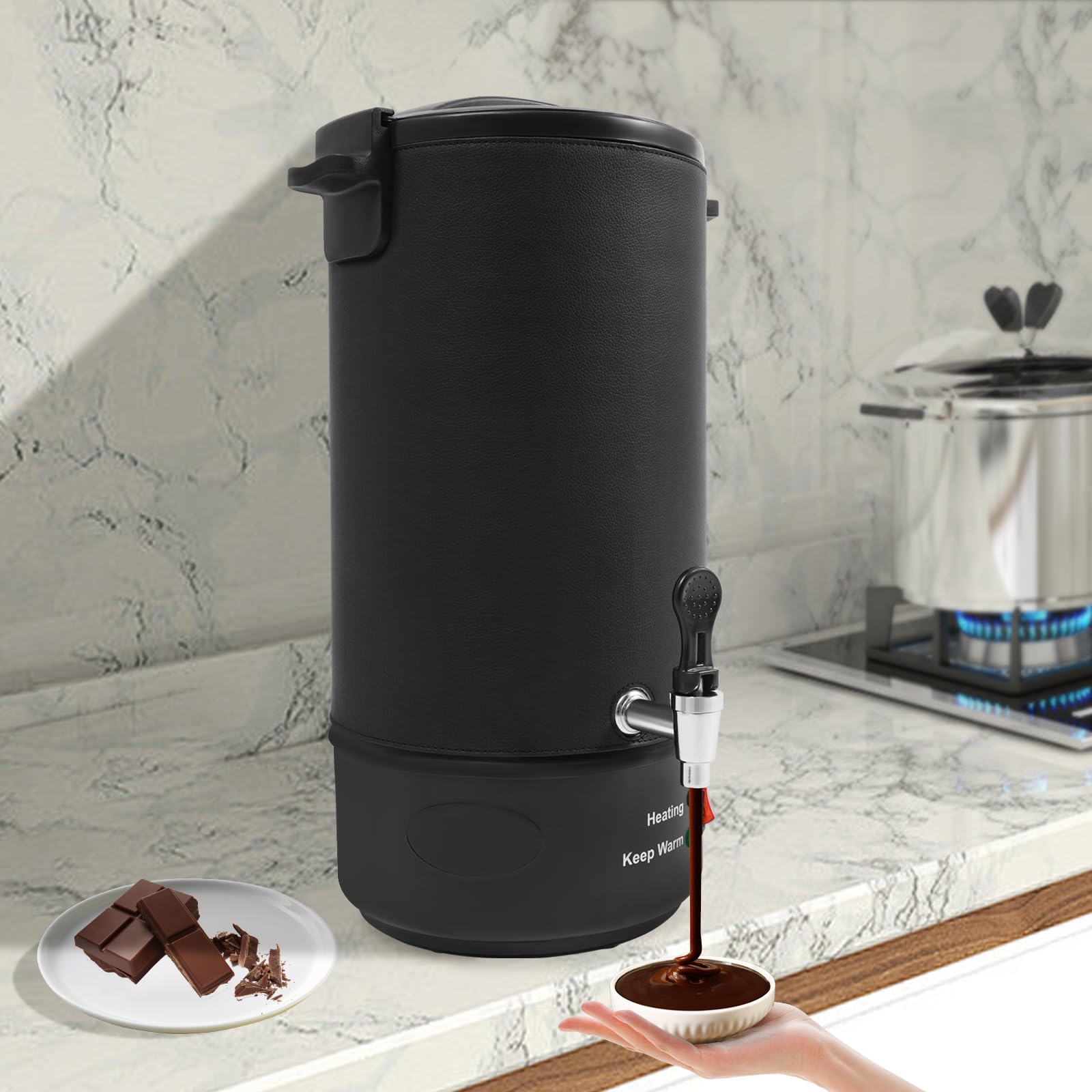 HongKKon Elektryczny topiarka do wosku 1100 W, 10 l, zestaw do produkcji świec 30-110 °C, stal nierdzewna, duży garnek do topienia wosku, regulowana temperatura, zestaw do odlewania świec, wosk sojowy
